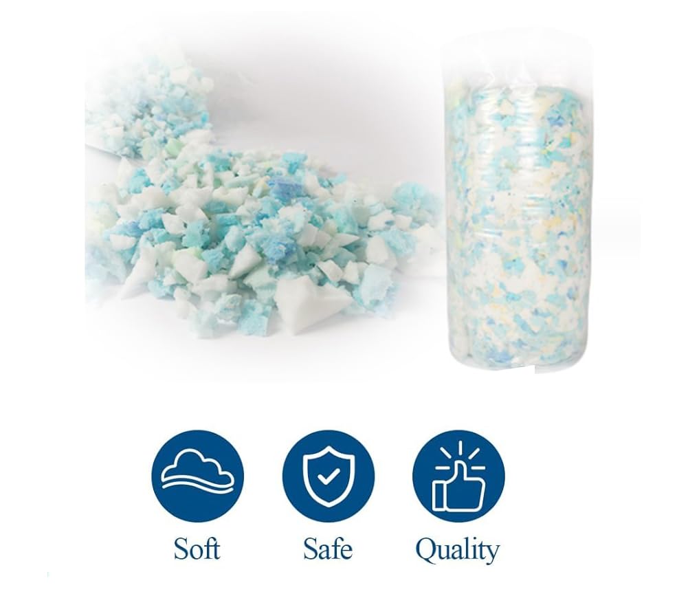 Espuma viscoelástica triturada de alta densidad de 5 libras con relleno de gel para puf, camas de perro, muñecas y cojines de sofá, relleno de almohada de lectura, multicolor