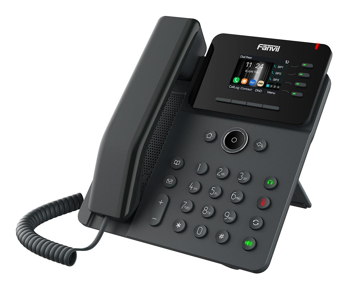 Fanvil V61W Business-IP-Telefon, 2,4 Zoll HD-Farbbildschirm, 4 SIP-Leitungen, 6-Wege-Audiokonferenz, HD-Audio, 2 Gigabit-Ports, WLAN 6, Bluetooth 5.4
