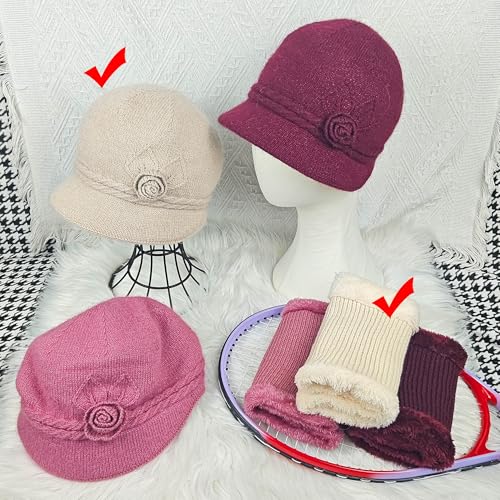 Gorro de invierno beige para mujer y hombre miniatura 4