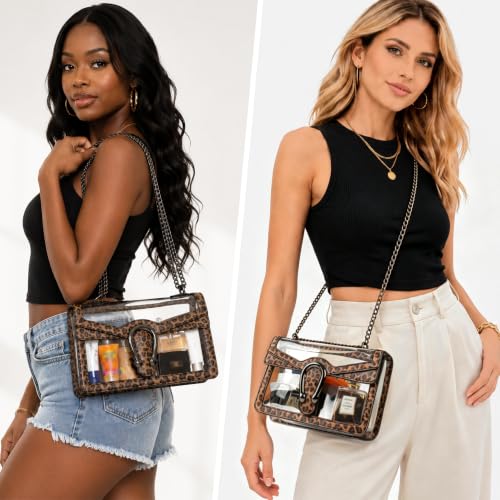 Image of Joryin Women's Stadium Approved Crossbody Bag for Women, Small Clear Bag Shoudler Purse with Chain Strap