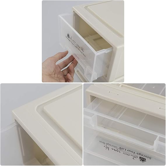 6 Quart Plastic Stacking Storage Drawer Unit, 3 Packs