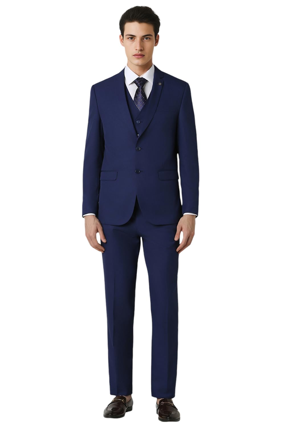 van heusen Men Navy Solid Slim Fit Wedding Three Piece Suit-picture-24