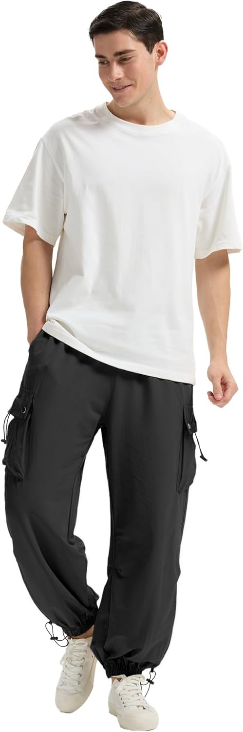 Susclude Parachute Cargo Pants for Men Loose Fit Baggy Sweatpants Casual Pant with Pocket Outdoor Drawstring Trousers 2025 - Image 2