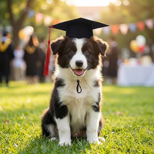 Gorro de Graduación para Perros con Borla Roja miniatura 3