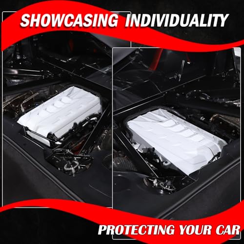 Image of for Corvette C8 Engine Cover Trim Compatible with Corvette C8 2020-2025 Stingray E-Ray Z51 Engine Bay Protection Panel Cover Trim Exterior Accessories ABS (White)