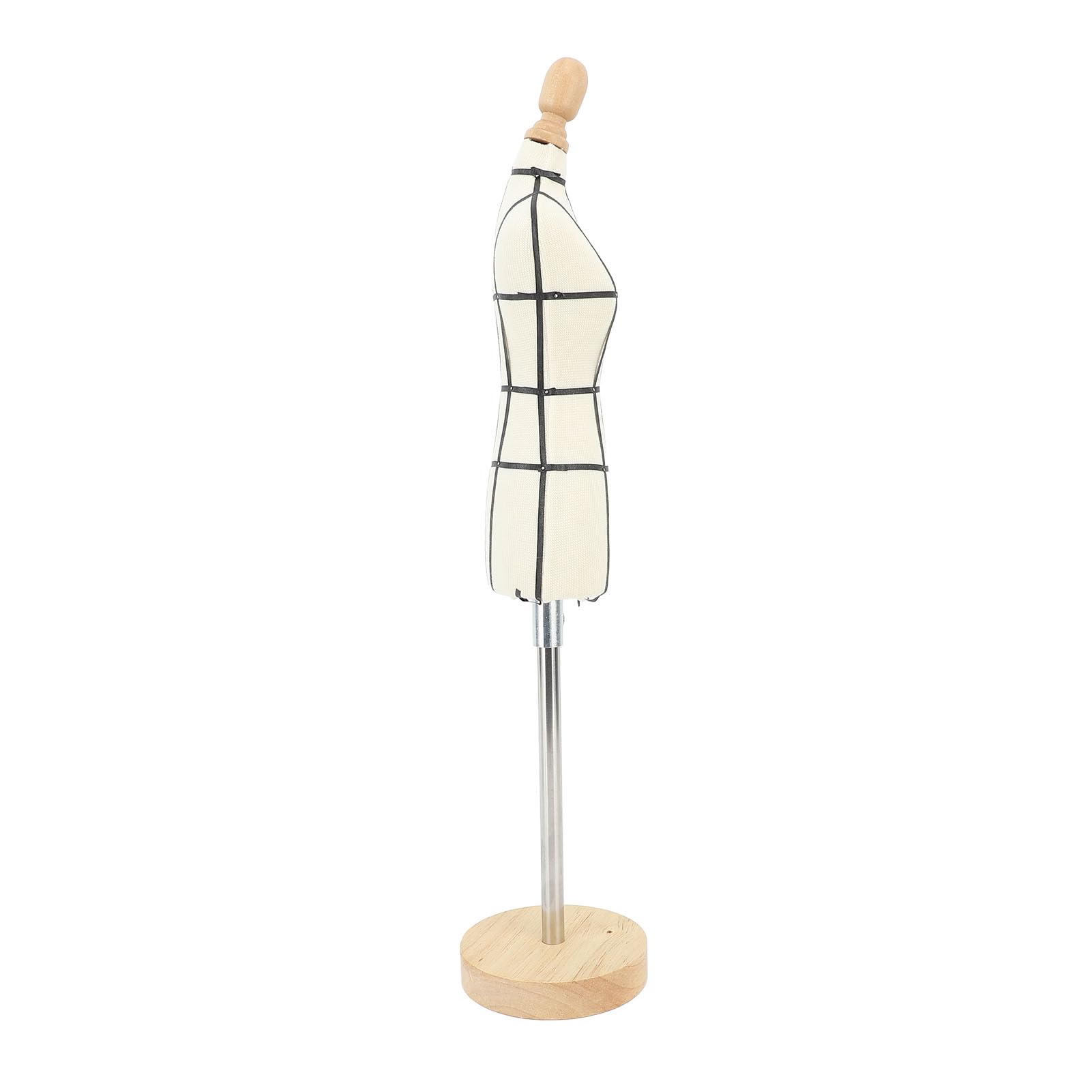 Miniaturowy Manekin w Formie Sukienki z drewnianą podstawą do Szycia i Wystawiania w Zakładach Krawieckich, Kompaktowy i Trwały Model z Tkaniny (Rozmiar 1/2)