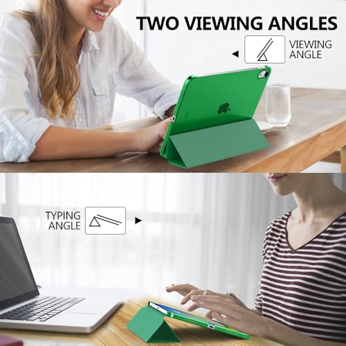 Image of MoKo for iPad (A16) 11th Generation Case 11 Inch 2025, iPad 10th Generation Case 10.9 Inch 2022, Slim Stand Hard PC Translucent Back Shell Smart Cover, Support Touch ID, Auto Wake /Sleep, Forest Green