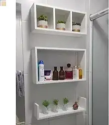 Nicho Mdf Para Banheiro Quarto Montado Só Instalar 3 Peças (Branco)