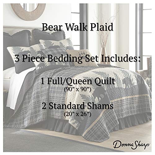 Donna Sharp Full / Queen Bedding Set - 3 Piece - Bear Walk Plaid Lodge Quilt Set With Full/Queen Quilt And Two Standard Pillow Shams - Fits Queen Size And Full Size Beds - Machine Washable #TOP1
