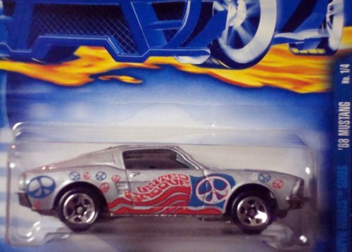 Hot Wheels Hippie Mobiles Serie #1 1968 Mustang Gris Peace Signs #2001-89 Escala 1:64 Coche Die Cast Coleccionable