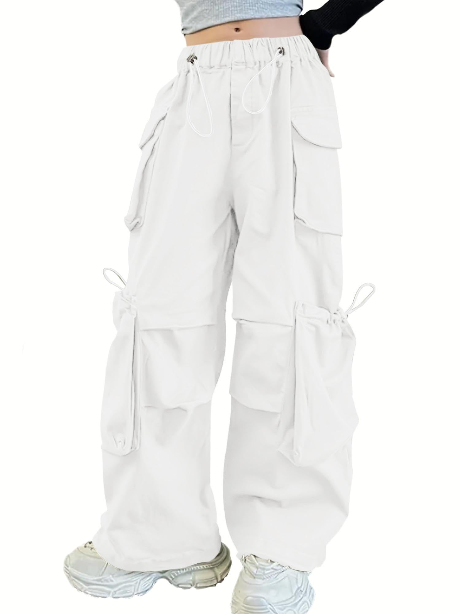 Girls Cargo Pants Wide-Leg Straight Streetwear, 6-14 Years