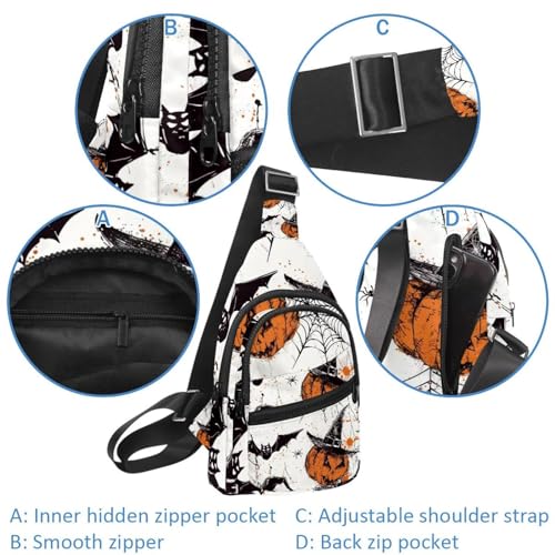Mochila cruzada de 1 pecho unisex bandolera de hombro con estampado de huesos y esqueletos 2