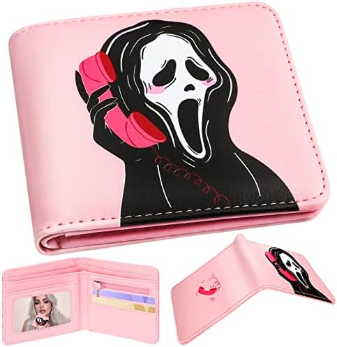 Funermei Cute Wallet for Women Girls Pink Skull Leather Bifold Wallet Skeleton Aesthetic Credit Card Holder RFID Blocking Id Cash Slim Small Bi Fold Wallets with Coin Pocket Teen Little Girl