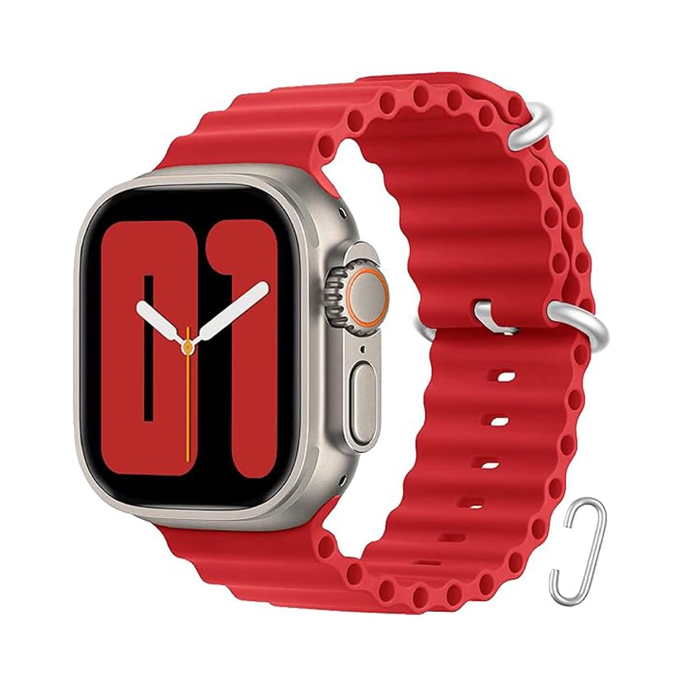 OJOS Ocean Silicone Band Compatible with Apple Watch Band Ultra 2 Ultra 49mm 45mm 44mm 42mm iWatch Series 9 8 7 SE2 SE 6 5 4 3 2 1, Replacement Strap (Red) (B0CNK8Q3FD) Amazon Price History, Amazon Price Tracker