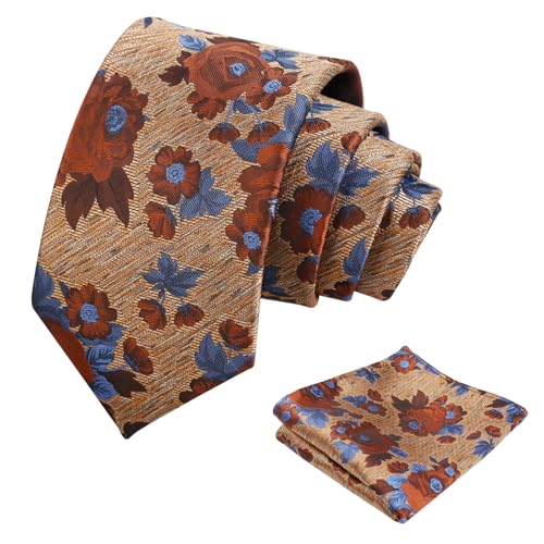 Image of Alizeal Mens 3.15'' Colorful Flower Pattern and handkerchief Necktie Set