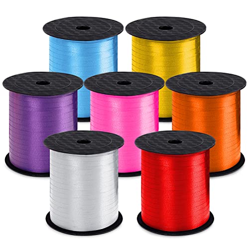 7 Pack Curling Ribbon,1750 Yards Crimped Curling Ribbon Balloon Ribbon Gift Wrap Ribbon Balloon String Shiny Wrapping Ribbon for Crafts, Mothers Day, Birthday, Wedding, Party Decoration (Colorful)