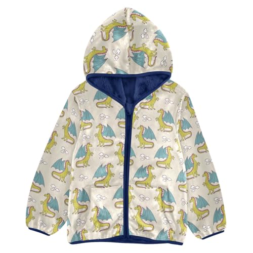 Evil Dragon Toddler Fleece Jacket Baby Boys Hooded Zipper Long Sleeve Thick Warm Outerwear 3-10 Years
