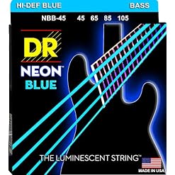 DR String NBB-45 Neon Blue Jeu de cordes pour guitare basse - Les Beatles, Paul McCartney, John Lennon, RIngo Starr, George Harrison