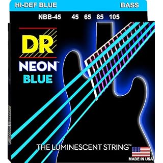 DR String NBB-45 Neon Blue Jeu de cordes pour guitare basse - Les Beatles, Paul McCartney, John Lennon, RIngo Starr, George Harrison