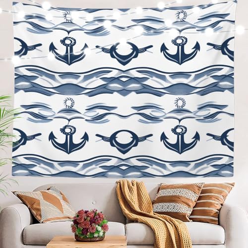 Tapisserie nautique océan pour décorer un salon style bord de mer 130x150cm