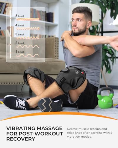 Image of CooCoCo Knee Massager with Heat Cold, Vibration Massage | Knee Pain Relief, Heating Pad for Knee, Adjustable Vibration Modes, For Seniors, Dad, Mom, 2pcs 5 inchx9 inch Cold Packs