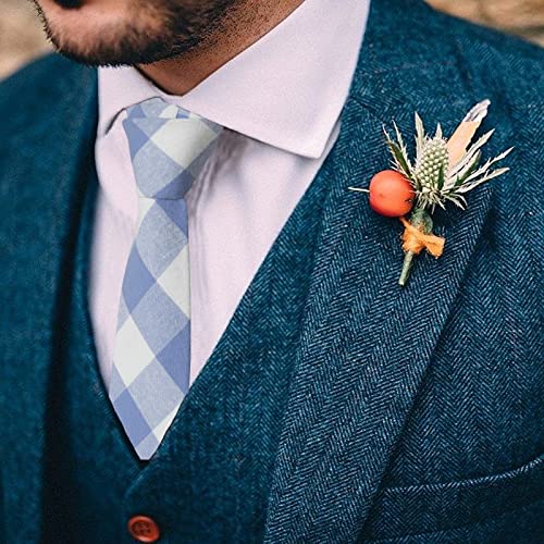 Image of Mantieqingway Mens Skinny Ties,2.56 inch Cotton Neckties Striped Plaid Ties for Groom Groomsmen Wedding Party Christmas