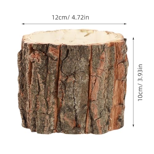 Image of Housoutil Wooden Vase for Centerpieces, 3 Pack Wood Flower Vase Rustic Tree Stump Planter Pots, Wooden Bark Flower Bucket for Wedding, Farmhouse Christmas Table Decor, Round Bark Stump Pots