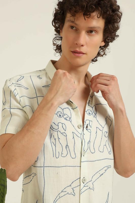 Image of BE ACTIVE Men's Printed Motif Half Sleeve Shirt || Printed Perfection || Breathable Comfort || Casual Sophistication