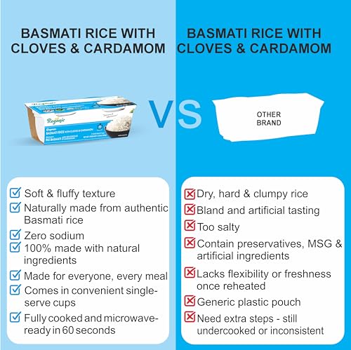 Reganic Organic Basmati Rice, Cloves & Cardamom Infused, Microwaveable, Ready in 60 Seconds, Pack of 6, Halal & Kosher Certified