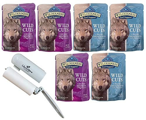 Cleverlane Market Lint Roller For Pet Hair Bundle With Blue Wilderness Trail Dog Food Toppers Wild Cuts Beef And Chicken In Hearty Gravy Dog Food Wet Treats Variety Pack #TOP7