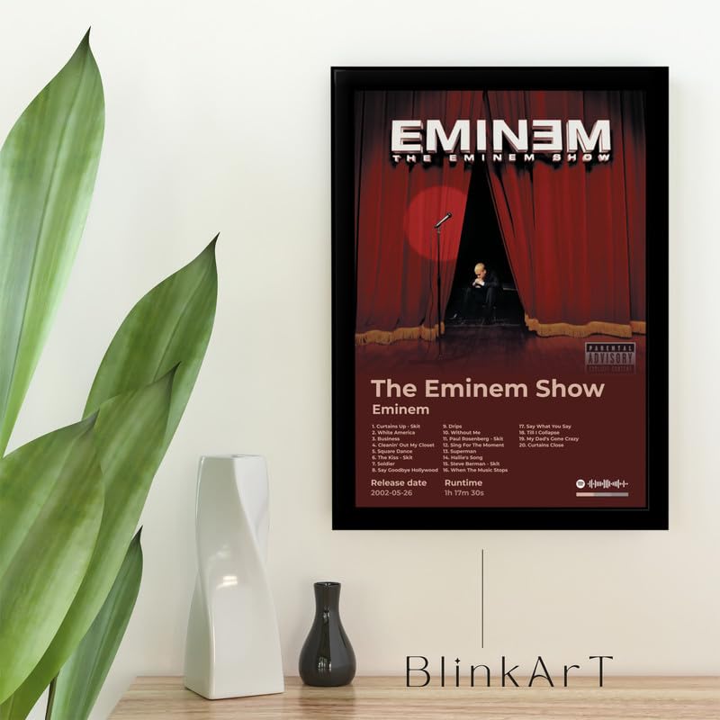 Image of BLINKART Eminem- The Eminem Show Wall Photo Frames | Wall Art for Bedroom, Living Room, Studio or Office | Album Cover Print with Spotify Song Link QR Code | Gift for Fans - 8x12 In