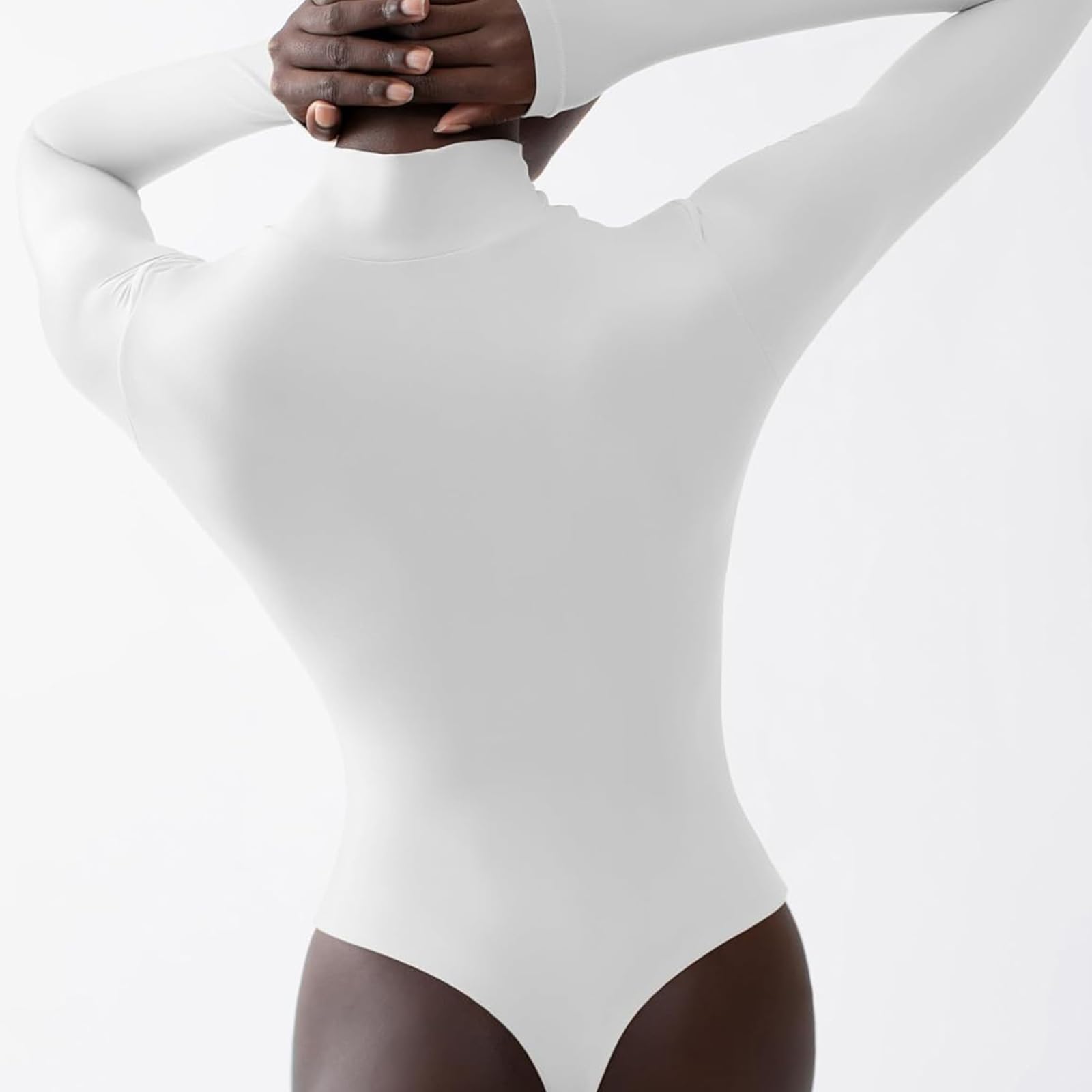 hixswnu Manga Larga Bodysuit Mock Turtle Neck Body Suits de Las Mujeres Que salen Tops Slim Fit Tight Fitting Jumpsuit