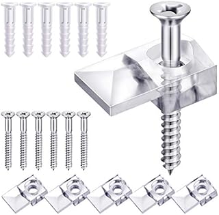 20 Pack Mirror Holder Clips Glass Retainer Clips Kit Mirror Hanging Kit Mirror Hanging Hardware with Screw and for Fixing Mirror Cabinet Door