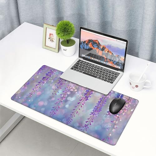 Image of Purple Pink Beaded Extended Gaming Mouse Pad, with Stitched Edges Large Mouse Pad Desk Protector, Rubber Base Mousepad Keyboard Mouses Mat for Work Game Office Home- 32 inch X 12 inch Inch