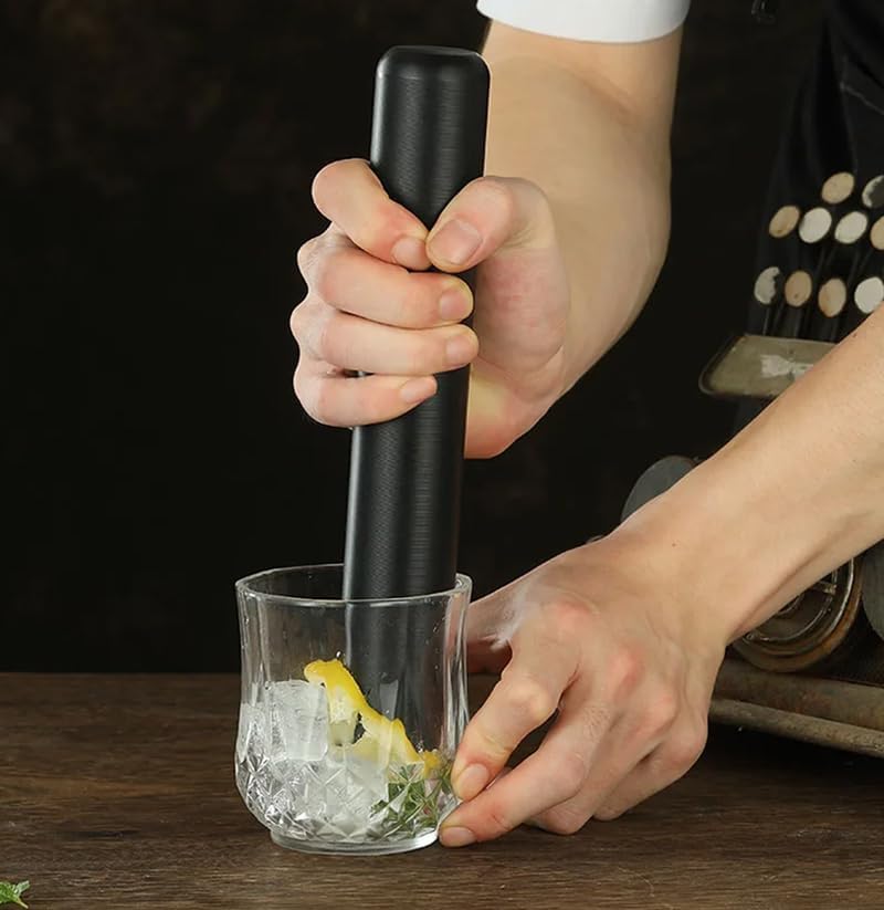 Professional Cocktail Muddler-The Best Bar Tool for Old Fashioned (Black)