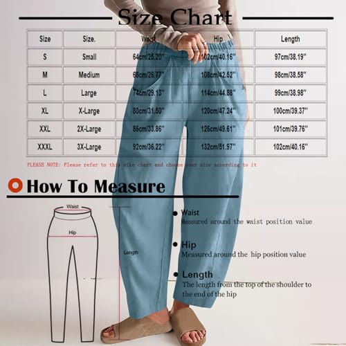 HGps8w Linen Pants for Women 2025 Summer Loose Elastic Waist Lightweight Casual Versatile Baggy Lounge Trousers with Pockets3