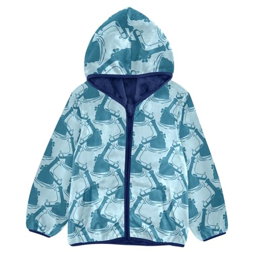 Hippo Background Girls Fleece Jacket Girls Fall Jacket Girls Zip Up Hoodie Girls Sherpa Jacket 2-10T