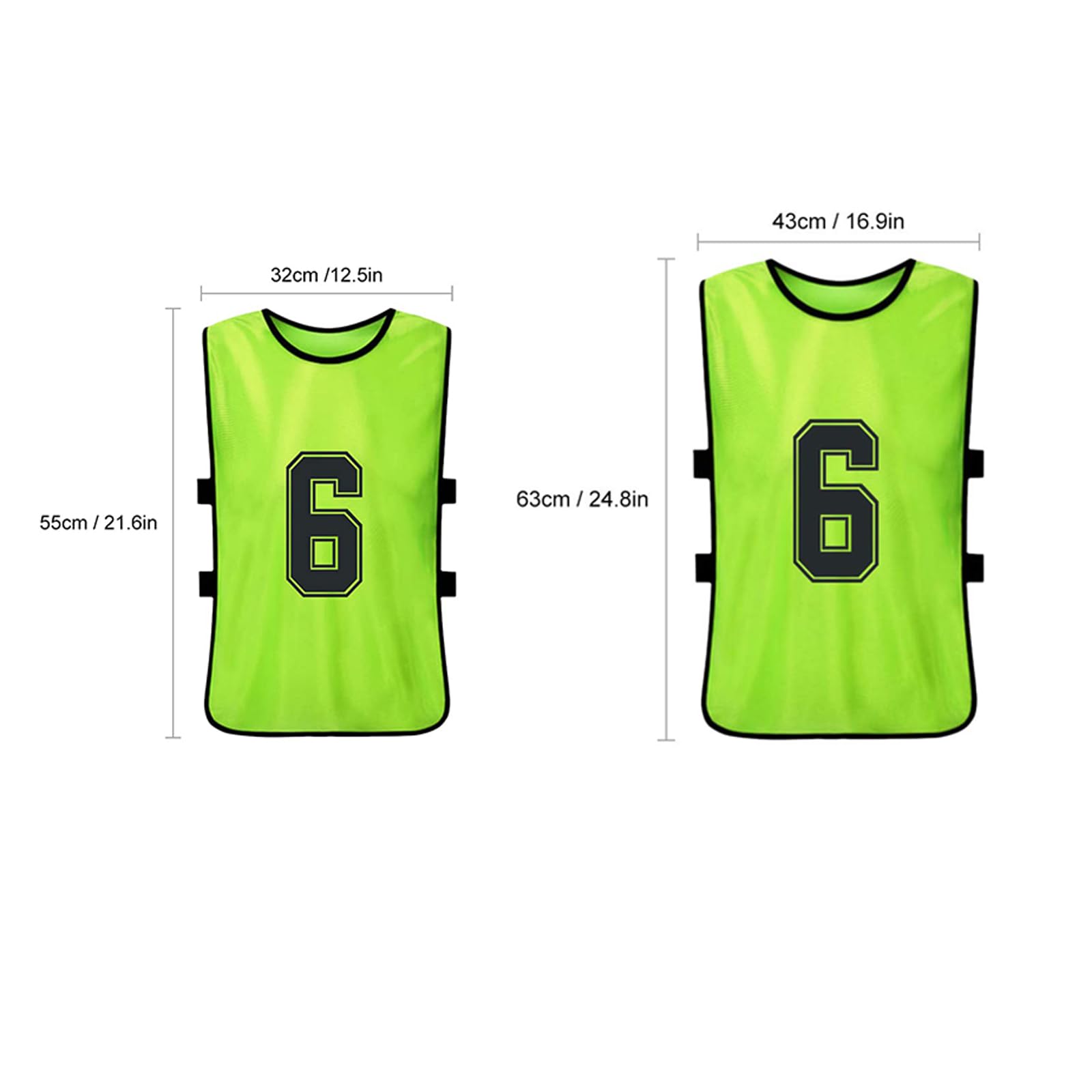 Set da 12 pezzi Gilet da Allenamento Calcio per juniores e Adulti Molti Colori Riutilizzabile Gilet da Allenamento Numerato Pettorine per allenamento a squadre per squadre di calcio e basket