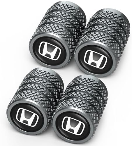 Tire Valve Caps, Valve Stem Caps Fit Honda Accord Civic Fit CRV Pilot EX CR-V EX-L Touring Pilot, Alloy Car Tire Caps for Corrosion Resistant Leak-Proof Car Accessories, Black
