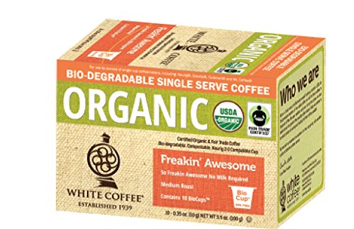 White Coffee Organic Single Serve Coffee, Freaking Awesome, 10 Count (Pack of 4)