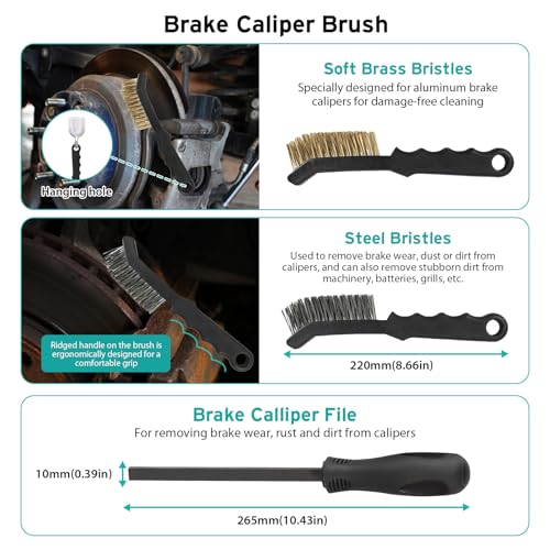 LIROPAU 15 Tlg Bremstrommel Werkzeug Satz Kfz, Bremstrommel-Werkzeugsatz zum Wechseln/Reinigen für Scheibenbremsanlagen und Trommel, Werkstatt Montage