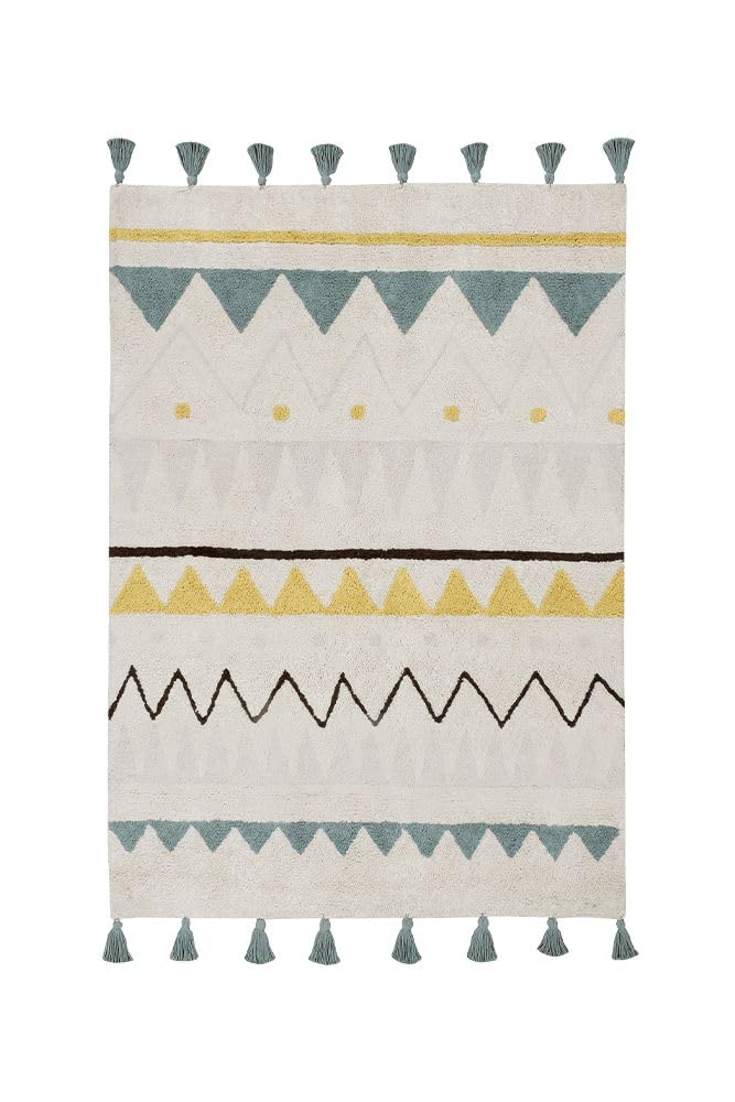 Lorena Canals - Ethnischer Waschbarer Teppich hellblauer Baumwolle Azteque 120 x 160 cm