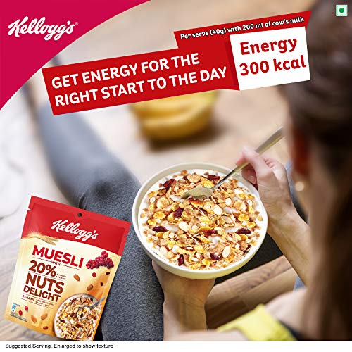 Image of Kellogg's Muesli 20% Nuts Delight|Breakfast Cereal|High In Iron|High In Fibre|Naturally Cholesterol Free|240G Pack