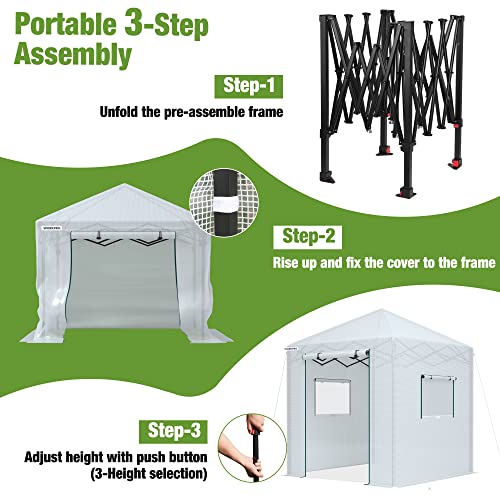 Image of WORKPRO 94 inch x70 inch x98 inch Pop-up Greenhouse for Outdoors