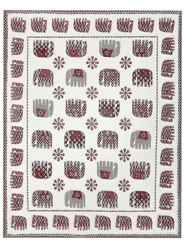 Image of LIVING ROOTS Jaipuri Hand Block Print King Cotton Bedsheet 86 * 104 inches (7 * 8.5 feet) with 2 Pillow Cover | 210 TC | Rich Fast Colour with No Colour Bleeding | (037-A)
