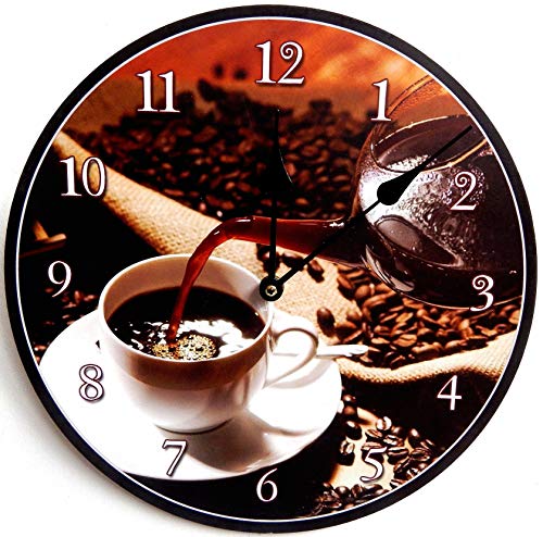 RELOJ DE PARED DISENO CAFÉ NEGRO MODERNO RELOJ DE COCINA - CUARZO - Tinas Collection
