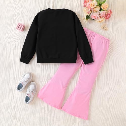 Image of Girls 2 Piece Outfits Long Sleeve Butterfly Sweatshirt & Flared Pants Fall Clothing Set Size 7-12 Years