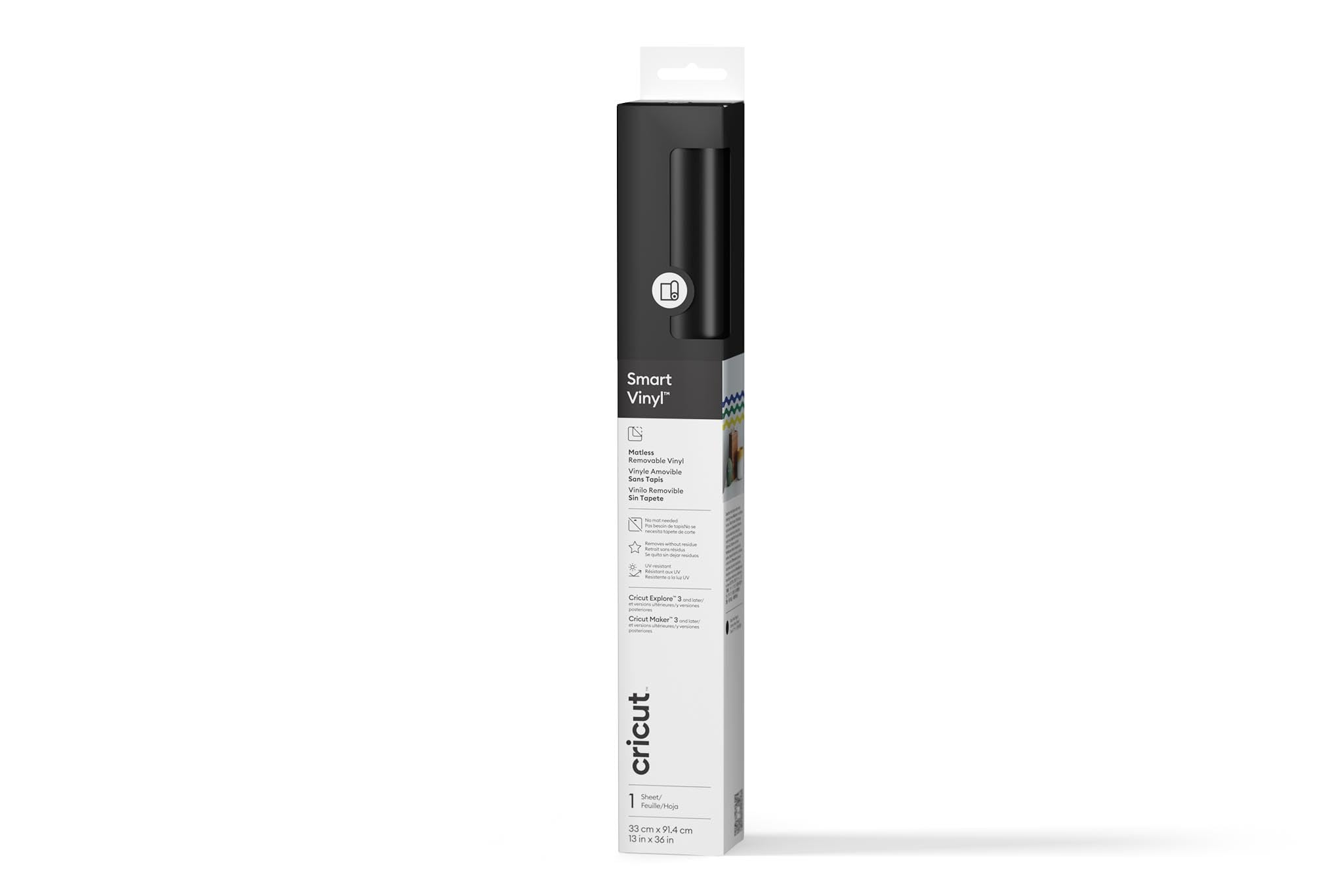 Cricut Black Smart Removable Vinyl, 33Cm X 91.4Cm, Ideal For Personalised Decals, Labels & Diy Crafts, Removes Without Residue, For All Cutting Machines