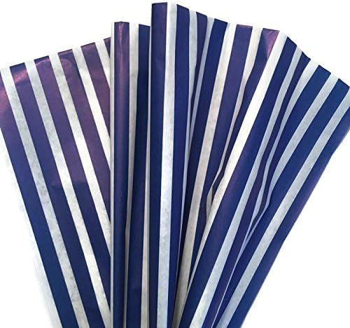 Printed Tissue Paper for Gift Wrapping (Classic Nautical Royal Blue Stripe) - Decorative Gift Tissue Paper, 24 Large Sheets (20x30)