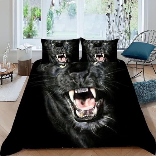 Housse de couette guépard impression 3D relief parure de lit microfibre douce